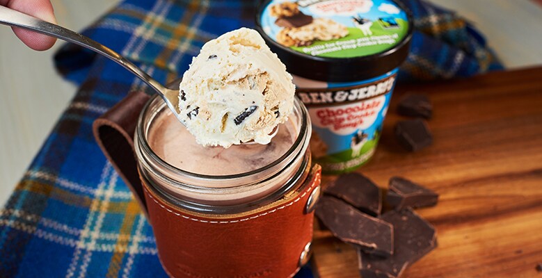 Chocolate Chip Cookie Dough ice cream in hot chocolate