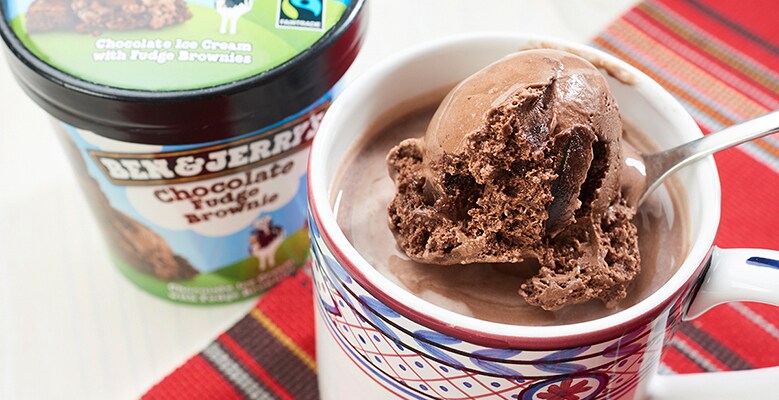 Chocolate Fudge Brownie ice cream in hot chocolate