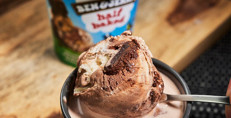 Half Bake ice cream in hot chocolate